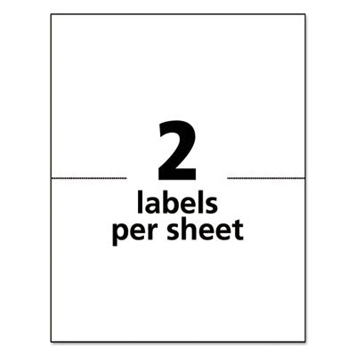 AVERY PRODUCTS CORPORATION White Shipping Labels-Bulk Packs, Inkjet/Laser Printers, 5.5 x 8.5, White, 2/Sheet, 250 Sheets/Box