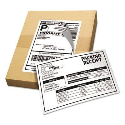 Shipping Labels with Paper Receipt and TrueBlock Technology, Inkjet/Laser Printers, 5.06 x 7.63, White, 50/Pack OrdermeInc OrdermeInc