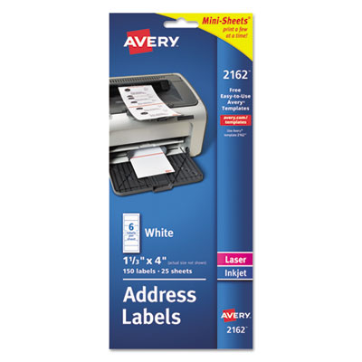 Mini-Sheets Mailing Labels, Inkjet/Laser Printers, 1 x 2.63, White, 8/Sheet, 25 Sheets/Pack OrdermeInc OrdermeInc