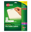 AVERY PRODUCTS CORPORATION Removable File Folder Labels with Sure Feed Technology, 0.66 x 3.44, White, 30/Sheet, 25 Sheets/Pack