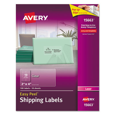 Matte Clear Easy Peel Mailing Labels w/ Sure Feed Technology, Laser Printers, 2 x 4, Clear, 10/Sheet, 10 Sheets/Pack OrdermeInc OrdermeInc