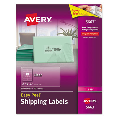 Matte Clear Easy Peel Mailing Labels w/ Sure Feed Technology, Laser Printers, 2 x 4, Clear, 10/Sheet, 50 Sheets/Box OrdermeInc OrdermeInc