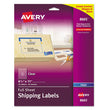 AVERY PRODUCTS CORPORATION Matte Clear Shipping Labels, Inkjet Printers, 8.5 x 11, Clear, 25/Pack