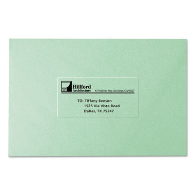 Matte Clear Easy Peel Mailing Labels w/ Sure Feed Technology, Inkjet Printers, 2 x 4, Clear, 10/Sheet, 10 Sheets/Pack OrdermeInc OrdermeInc
