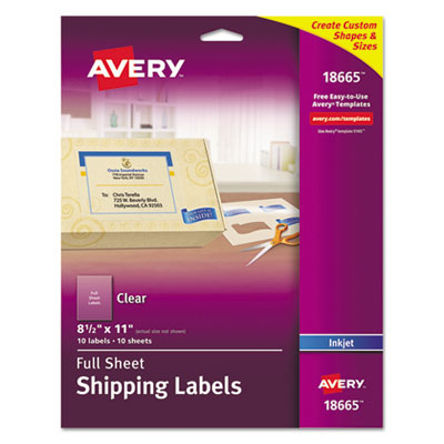 AVERY PRODUCTS CORPORATION Matte Clear Shipping Labels, Inkjet Printers, 8.5 x 11, Clear, 10/Pack