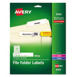 AVERY PRODUCTS CORPORATION Permanent TrueBlock File Folder Labels with Sure Feed Technology, 0.66 x 3.44, White, 30/Sheet, 25 Sheets/Pack