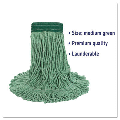Super Loop Wet Mop Head, Cotton/Synthetic Fiber, 5" Headband, Medium Size, Green, 12/Carton OrdermeInc OrdermeInc