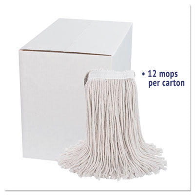 Premium Cut-End Wet Mop Heads, Cotton, 24oz, White, 12/Carton OrdermeInc OrdermeInc