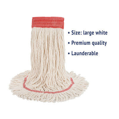 Super Loop Wet Mop Head, Cotton/Synthetic Fiber, 5" Headband, Large Size, White, 12/Carton OrdermeInc OrdermeInc