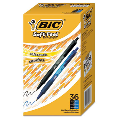 BIC CORP. Soft Feel Ballpoint Pen Value Pack, Retractable, Medium 1 mm, Assorted Ink and Barrel Colors, 36/Pack