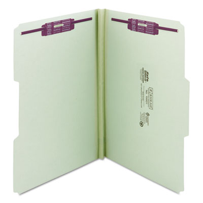 Smead™ Recycled Pressboard Fastener Folders, 1/3-Cut Tabs, Two SafeSHIELD Fasteners, 1" Expansion, Legal Size, Gray-Green, 25/Box OrdermeInc OrdermeInc