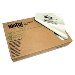 Biotuf Compostable Can Liners, 13 gal, 0.88 mil, 24" x 32", Green, 25 Bags/Roll, 8 Rolls/Carton OrdermeInc OrdermeInc