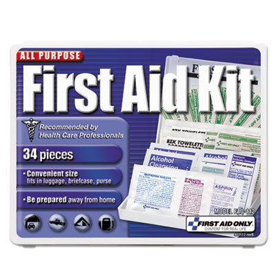 All-Purpose First Aid Kit, 34 Pieces, 3.74 x 4.75, 34 Pieces, Plastic Case OrdermeInc OrdermeInc