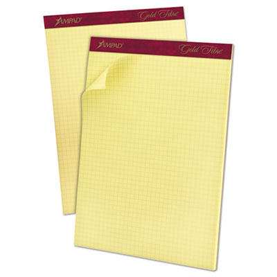 Gold Fibre Canary Quadrille Pads, Stapled with Perforated Sheets, Quadrille Rule (4 sq/in), 50 Canary 8.5 x 11.75 Sheets OrdermeInc OrdermeInc