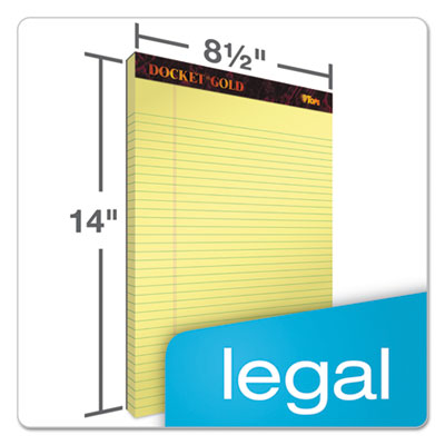 Docket Gold Ruled Perforated Pads, Wide/Legal Rule, 50 Canary-Yellow 8.5 x 14 Sheets, 12/Pack OrdermeInc OrdermeInc