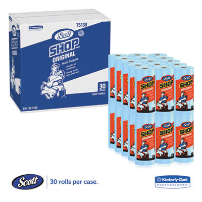 Scott® Shop Towels, Standard Roll, 1-Ply, 9.4 x 11, Blue, 55/Roll, 30 Rolls/Carton - OrdermeInc