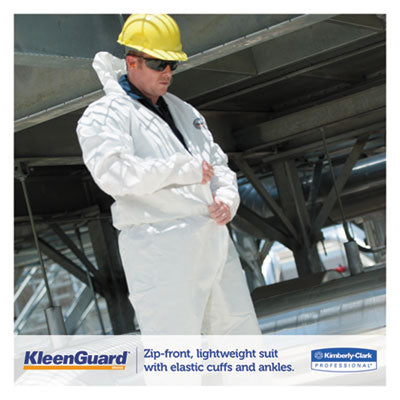 KleenGuard™ A35 Liquid and Particle Protection Coveralls, Zipper Front, Hooded, Elastic Wrists and Ankles, Large, White, 25/Carton OrdermeInc OrdermeInc