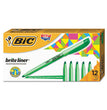 BIC CORP. Brite Liner Highlighter, Fluorescent Green Ink, Chisel Tip, Green/Black Barrel, Dozen