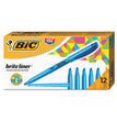 BIC CORP. Brite Liner Highlighter, Fluorescent Blue Ink, Chisel Tip, Blue/Black Barrel, Dozen