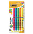 BIC CORP. Brite Liner Grip Pocket Highlighter, Assorted Ink Colors, Chisel Tip, Assorted Barrel Colors, 5/Set