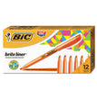 BIC CORP. Brite Liner Highlighter, Fluorescent Orange Ink, Chisel Tip, Orange/Black Barrel, Dozen