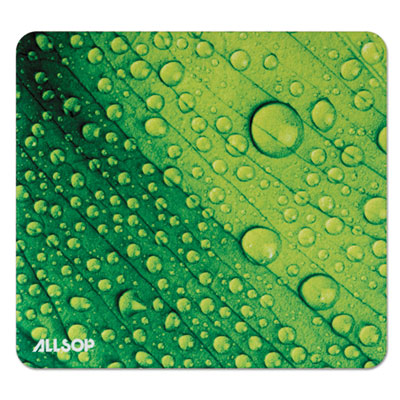 ALLSOP, INC. Naturesmart Mouse Pad, 8.5 x 8, Leaf Raindrop Design