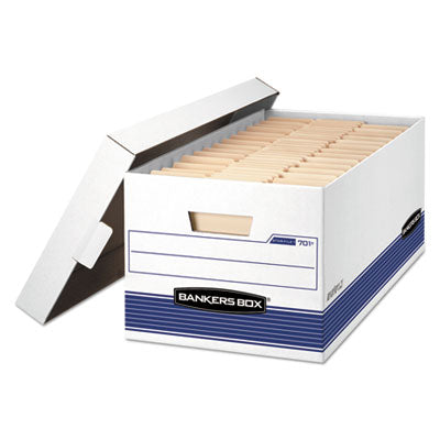 Bankers Box® STOR/FILE Medium-Duty Storage Boxes, Letter Files, 12.88" x 25.38" x 10.25", White/Blue, 4/Carton OrdermeInc OrdermeInc