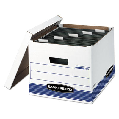 HANG'N'STOR Medium-Duty Storage Boxes, Letter/Legal Files, 13" x 16" x 10.5", White/Blue, 4/Carton OrdermeInc OrdermeInc