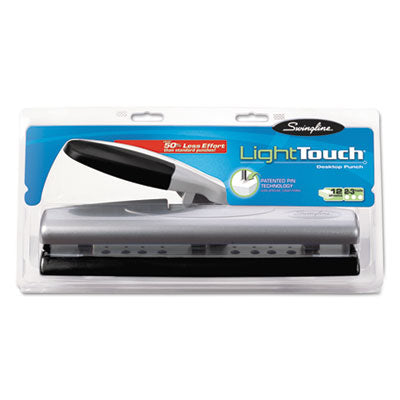 12-Sheet LightTouch Desktop Two- to Three-Hole Punch, 9/32" Holes, Black/Silver OrdermeInc OrdermeInc