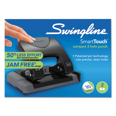 20-Sheet SmartTouch Two-Hole Punch, 9/32" Holes, Black/Gray OrdermeInc OrdermeInc