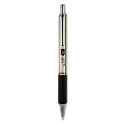 Zebra® F-402 Ballpoint Pen, Retractable, Fine 0.7 mm, Black Ink, Stainless Steel/Black Barrel - OrdermeInc