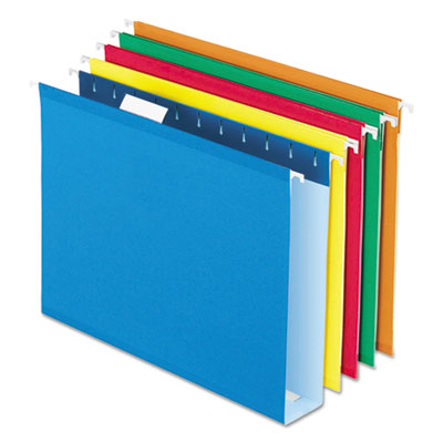 TOPS BUSINESS FORMS Extra Capacity Reinforced Hanging File Folders with Box Bottom, 2" Capacity, Letter Size, 1/5-Cut Tab, Assorted Colors,25/BX - OrdermeInc
