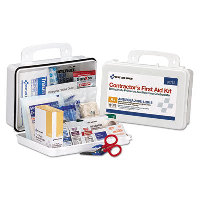 Contractor ANSI Class A+ First Aid Kit for 25 People, 128 Pieces, Plastic Case OrdermeInc OrdermeInc