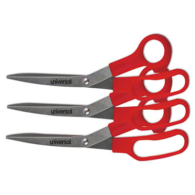 General Purpose Stainless Steel Scissors, 7.75" Long, 3" Cut Length, Red Offset Handles, 3/Pack OrdermeInc OrdermeInc