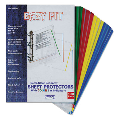 EasyFit Sheet Protectors, 8.5 x 11, Portrait, Assorted Colors, 100/Box OrdermeInc OrdermeInc
