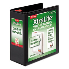 Cardinal® XtraLife ClearVue Non-Stick Locking Slant-D Ring Binder, 3 Rings, 4" Capacity, 11 x 8.5, Black OrdermeInc OrdermeInc