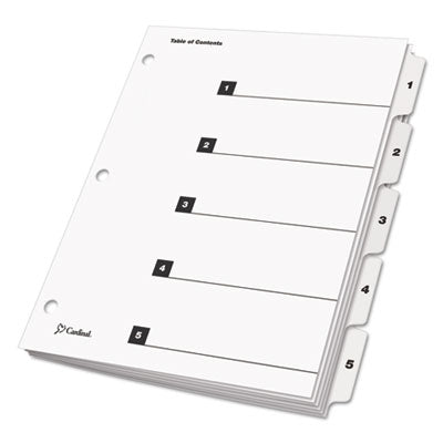 OneStep Printable Table of Contents and Dividers, 5-Tab, 1 to 5, 11 x 8.5, White, White Tabs, 1 Set OrdermeInc OrdermeInc