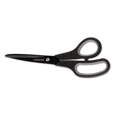 UNIVERSAL OFFICE PRODUCTS Industrial Carbon Blade Scissors, 8" Long, 3.5" Cut Length, Black/Gray Straight Handle - OrdermeInc