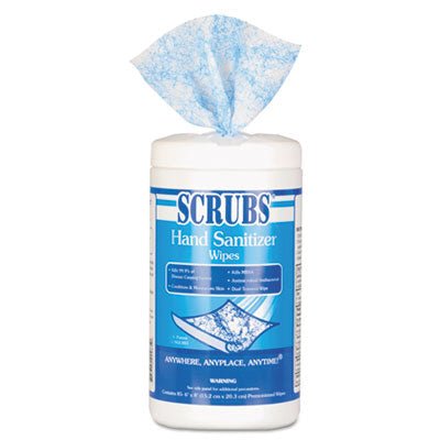 SCRUBS® Hand Sanitizer Wipes, 1-Ply, 6 x 8, Unscented, Blue/White, 85/Canisters, 6 Canisters/Carton OrdermeInc OrdermeInc