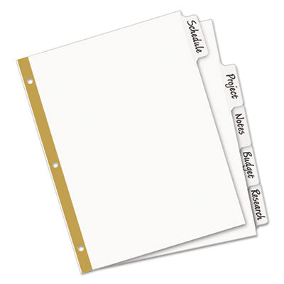 AVERY PRODUCTS CORPORATION Write and Erase Big Tab Paper Dividers, 5-Tab, 11 x 8.5, White, White Tabs, 1 Set