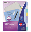 AVERY PRODUCTS CORPORATION Write and Erase Big Tab Durable Plastic Dividers, 3-Hole Punched, 8-Tab, 11 x 8.5, Assorted, 1 Set