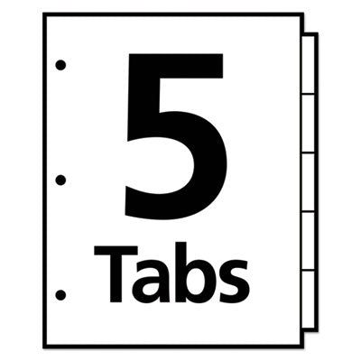 Write and Erase Big Tab Durable Plastic Dividers, 3-Hole Punched, 5-Tab, 11 x 8.5, White, 1 Set OrdermeInc OrdermeInc
