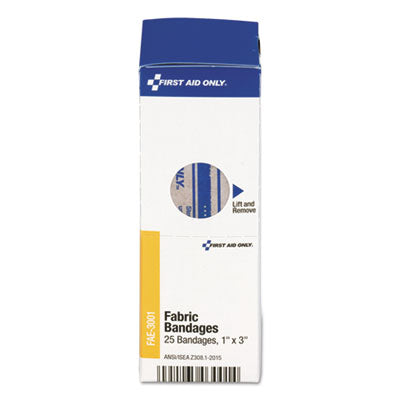 First Aid Only™ SmartCompliance Fabric Bandages, 1 x 3, 25/Box - OrdermeInc
