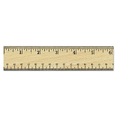 UNIVERSAL OFFICE PRODUCTS Flat Wood Ruler w/Double Metal Edge, Standard, 12" Long, Clear Lacquer Finish