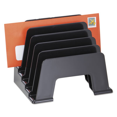 Universal® Recycled Plastic Incline Sorter, 5 Sections, DL to A5 Size Files, 8" x 5.5" x 6", Black - OrdermeInc