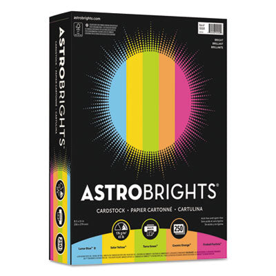 Astrobrights® Color Cardstock -"Bright" Assortment, 65 lb Cover Weight, 8.5 x 11, Assorted, 250/Pack OrdermeInc OrdermeInc