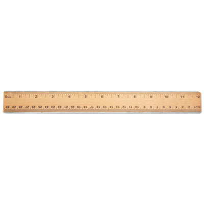 UNIVERSAL OFFICE PRODUCTS Flat Wood Ruler w/Double Metal Edge, Standard, 12" Long, Clear Lacquer Finish