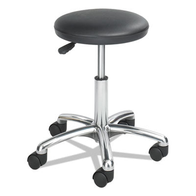 Height-Adjustable Lab Stool, Backless, Supports Up to 250 lb, 16" to 21" Seat Height, Black Seat, Chrome Base OrdermeInc OrdermeInc
