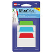 Ultra Tabs Repositionable Tabs, Standard: 2" x 1.5", 1/5-Cut, Assorted Colors (Blue, Green and Red), 48/Pack OrdermeInc OrdermeInc