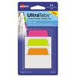 Ultra Tabs Repositionable Tabs, Standard: 2" x 1.5", 1/5-Cut, Assorted Neon Colors, 24/Pack OrdermeInc OrdermeInc